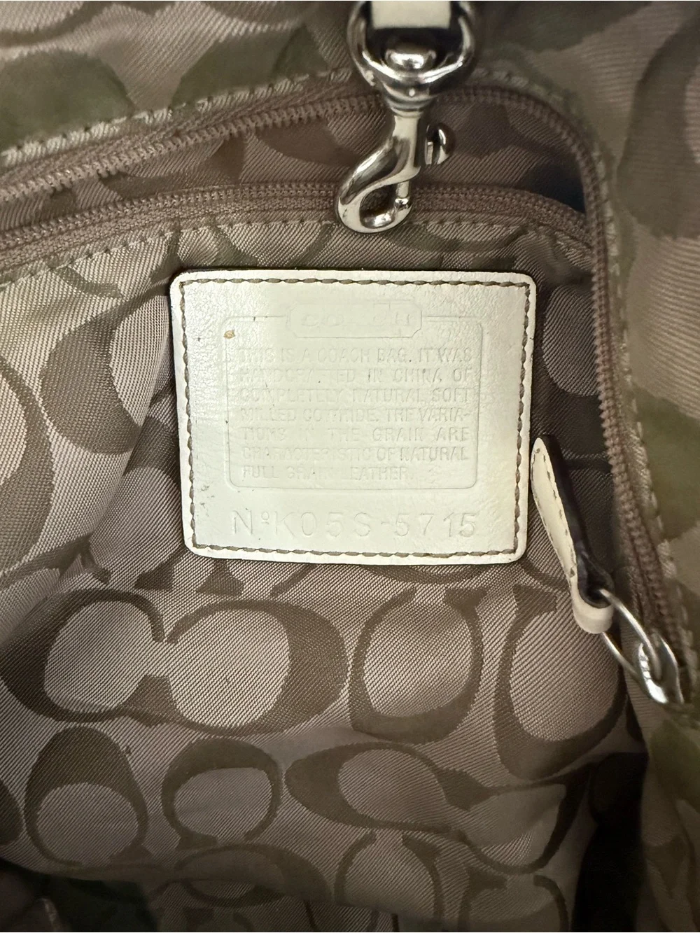 Vintage Coach 5715 White‎ Pebbled Leather Shoulder Hobo Bag Y2K 2005